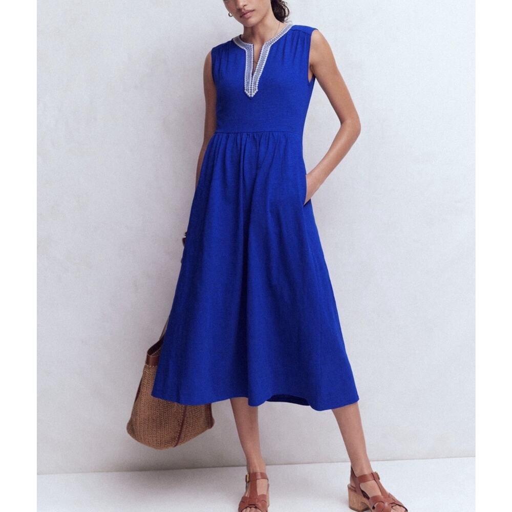 Boden May Jersey Midi Dress - Bright Blue - Size 8R - Excellent / MSRP $149 - Picture 2 of 16